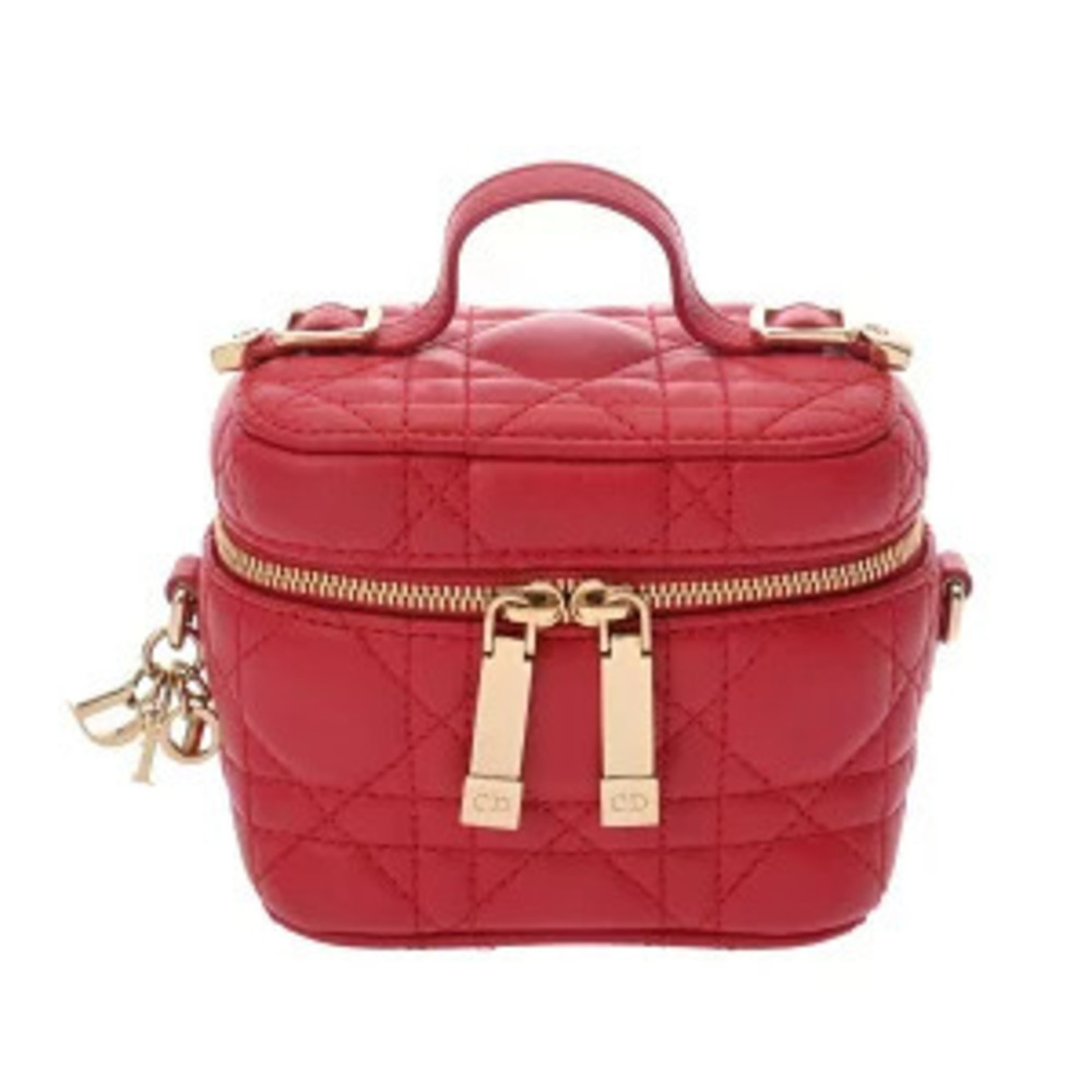 Dior Cannage Lady Vanity Bag Red Lambskin